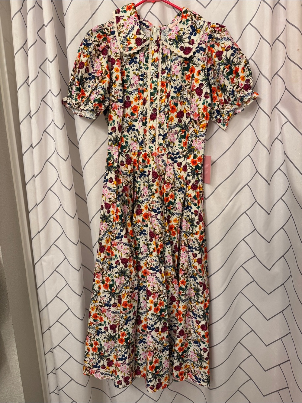 Ivy City Co Floral Puff Sleeve Cream Dress with Multicolor Blooms - Picture 2 of 7